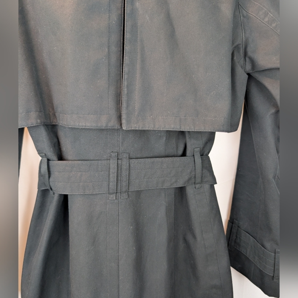 Burberry Classic Black Trench Coat Size 6 In VGUC - Picture 7 of 16